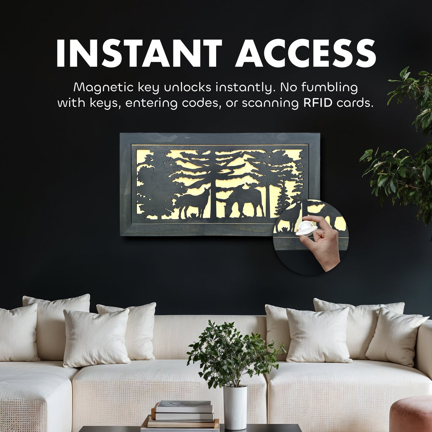 Bellewood Designs - Large Hidden Gun Storage Cabinet Horse Scene Wall Decor