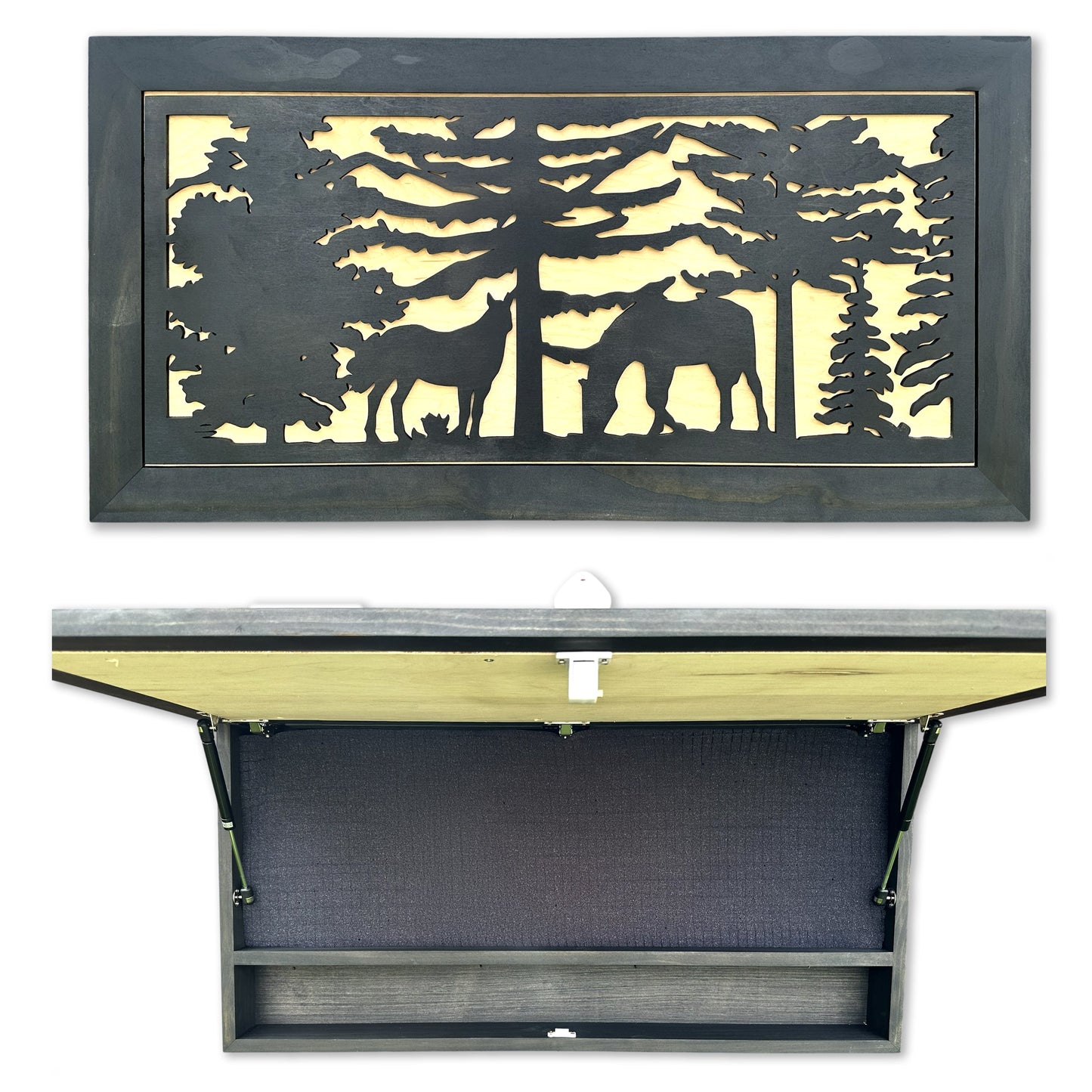 Bellewood Designs - Large Hidden Gun Storage Cabinet Horse Scene Wall Decor
