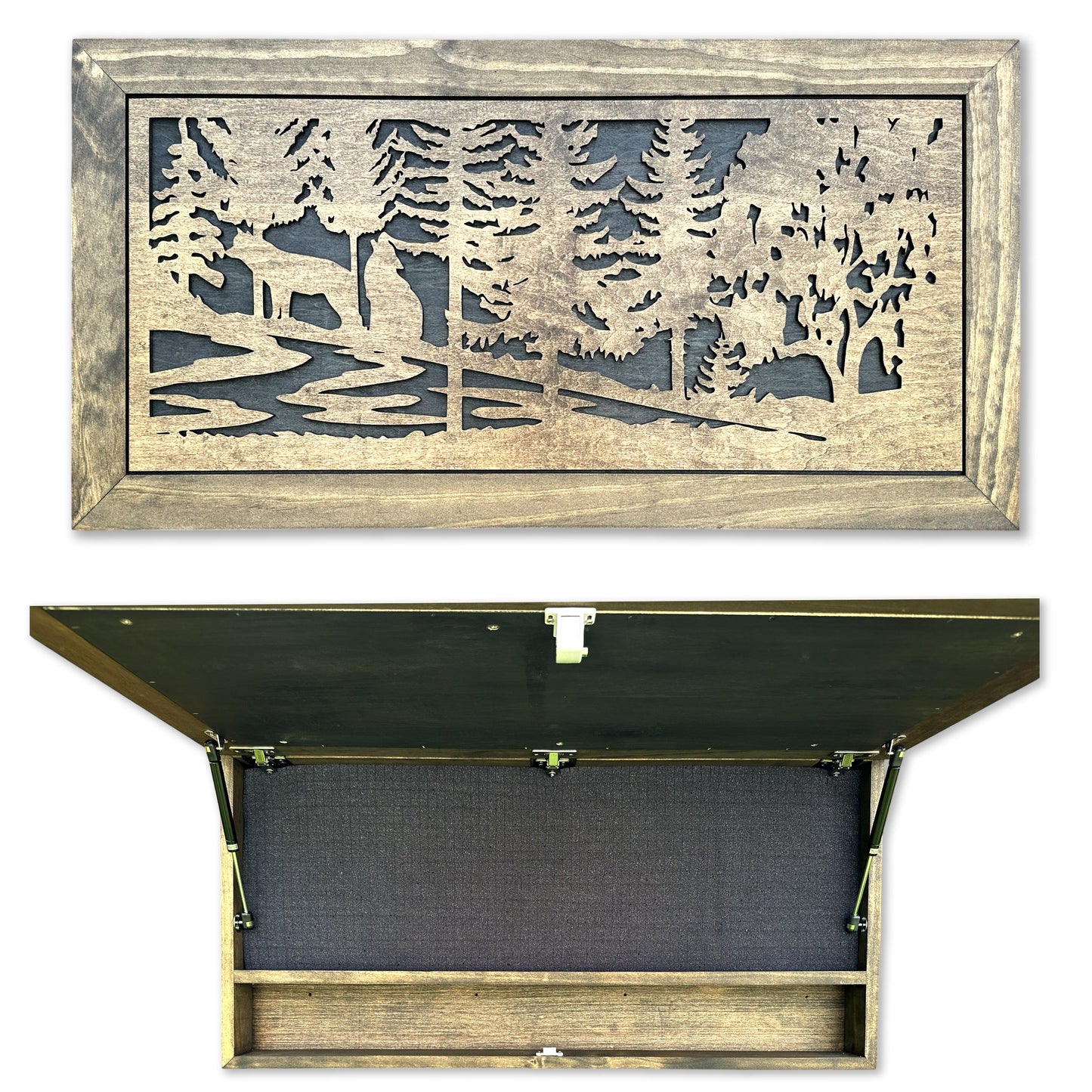 Bellewood Designs - Large Hidden Gun Storage Cabinet Wolf Scene Wall Decor - Wolves In The Woods