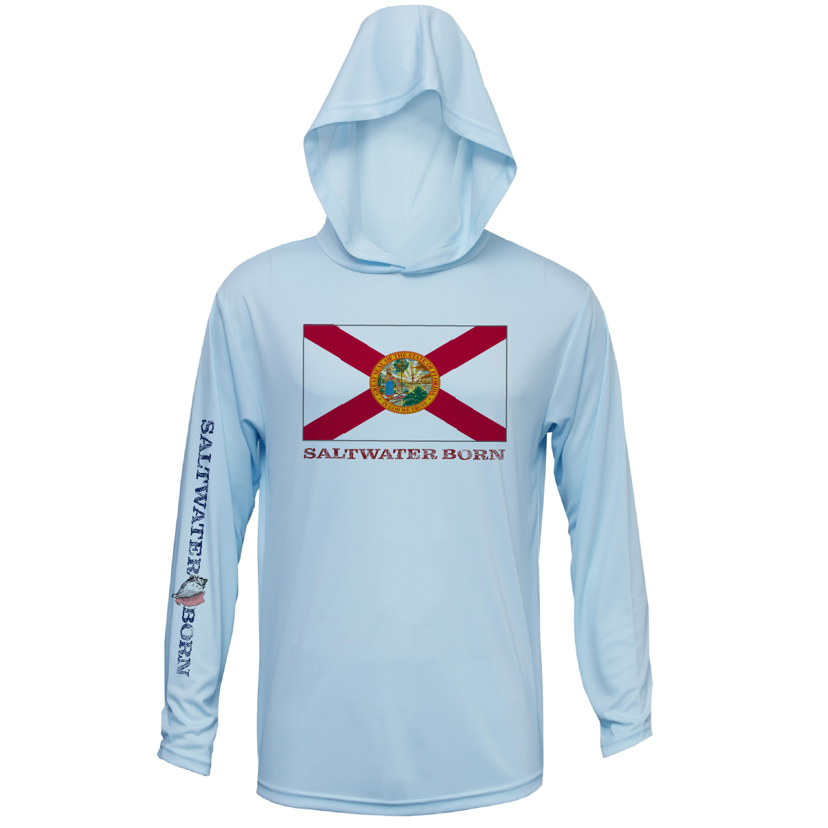 Saltwater Born Florida Flag Long Sleeve UPF 50+ Dry-Fit Hoodie