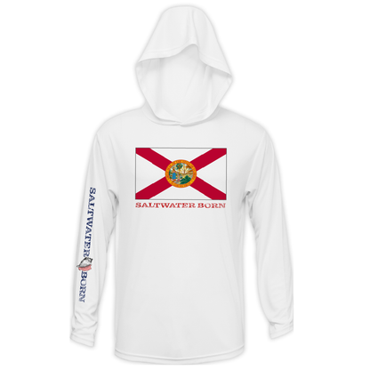 Saltwater Born Florida Flag Long Sleeve UPF 50+ Dry-Fit Hoodie