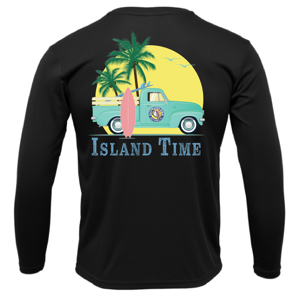 Saltwater Born Key West, FL Island Time Men's Long Sleeve UPF 50+ Dry-Fit Shirt
