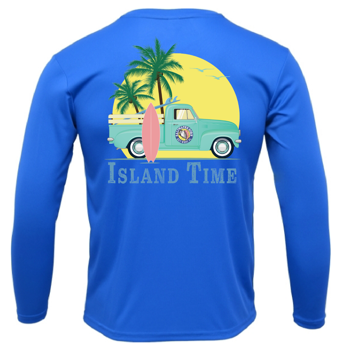 Saltwater Born Key West, FL Island Time Men's Long Sleeve UPF 50+ Dry-Fit Shirt