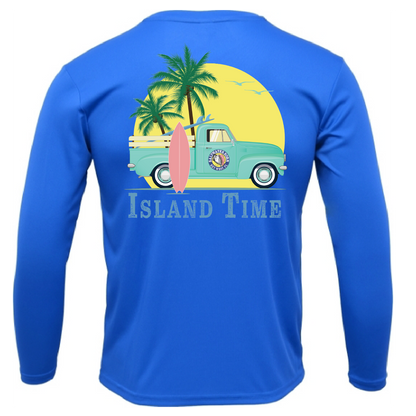 Saltwater Born Key West, FL Island Time Men's Long Sleeve UPF 50+ Dry-Fit Shirt