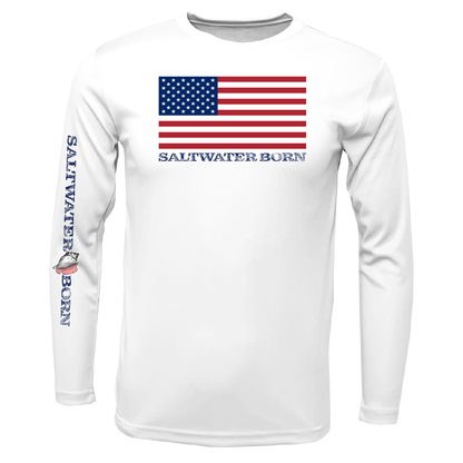 Saltwater Born Clean American Flag Long Sleeve UPF 50+ Dry-Fit Shirt