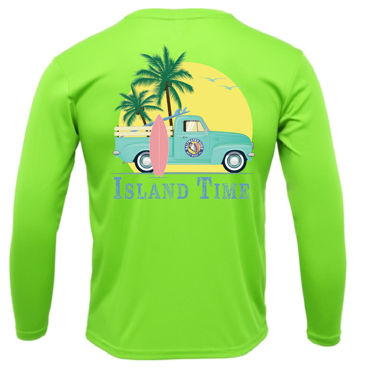 Saltwater Born Key West, FL Island Time Men's Long Sleeve UPF 50+ Dry-Fit Shirt
