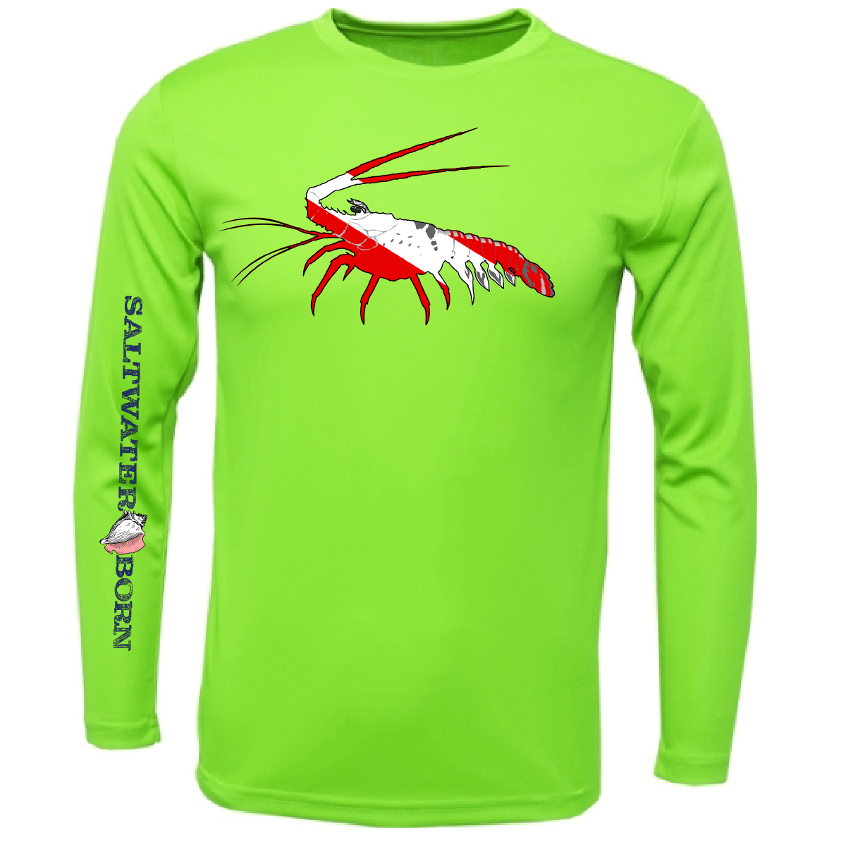 Saltwater Born Key West, FL Spiny Lobster Diver Long Sleeve UPF 50+ Dry-Fit Shirt