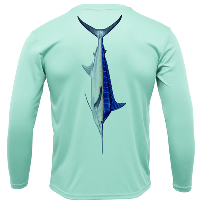 USA Blue Marlin Long Sleeve UPF 50+ Dry-Fit Shirt