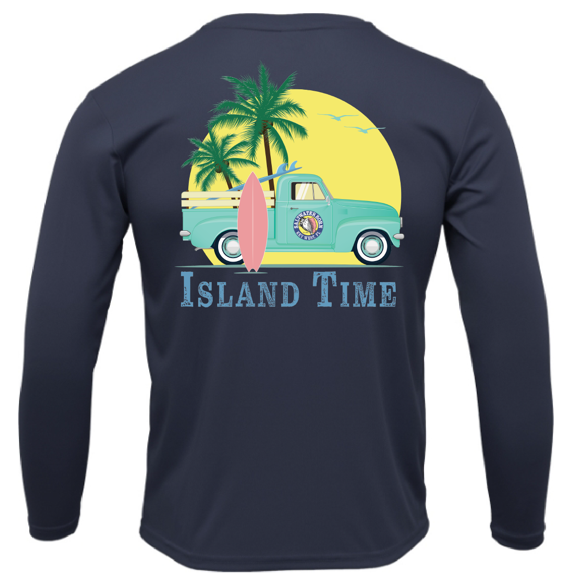 Saltwater Born Key West, FL Island Time Men's Long Sleeve UPF 50+ Dry-Fit Shirt