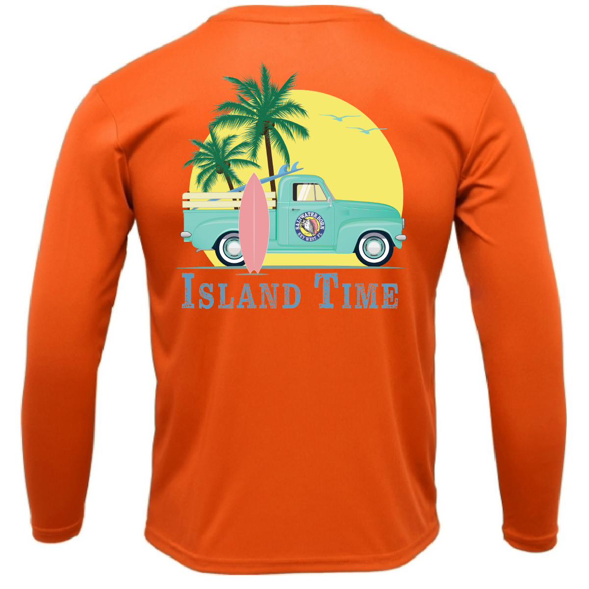 Saltwater Born Key West, FL Island Time Men's Long Sleeve UPF 50+ Dry-Fit Shirt
