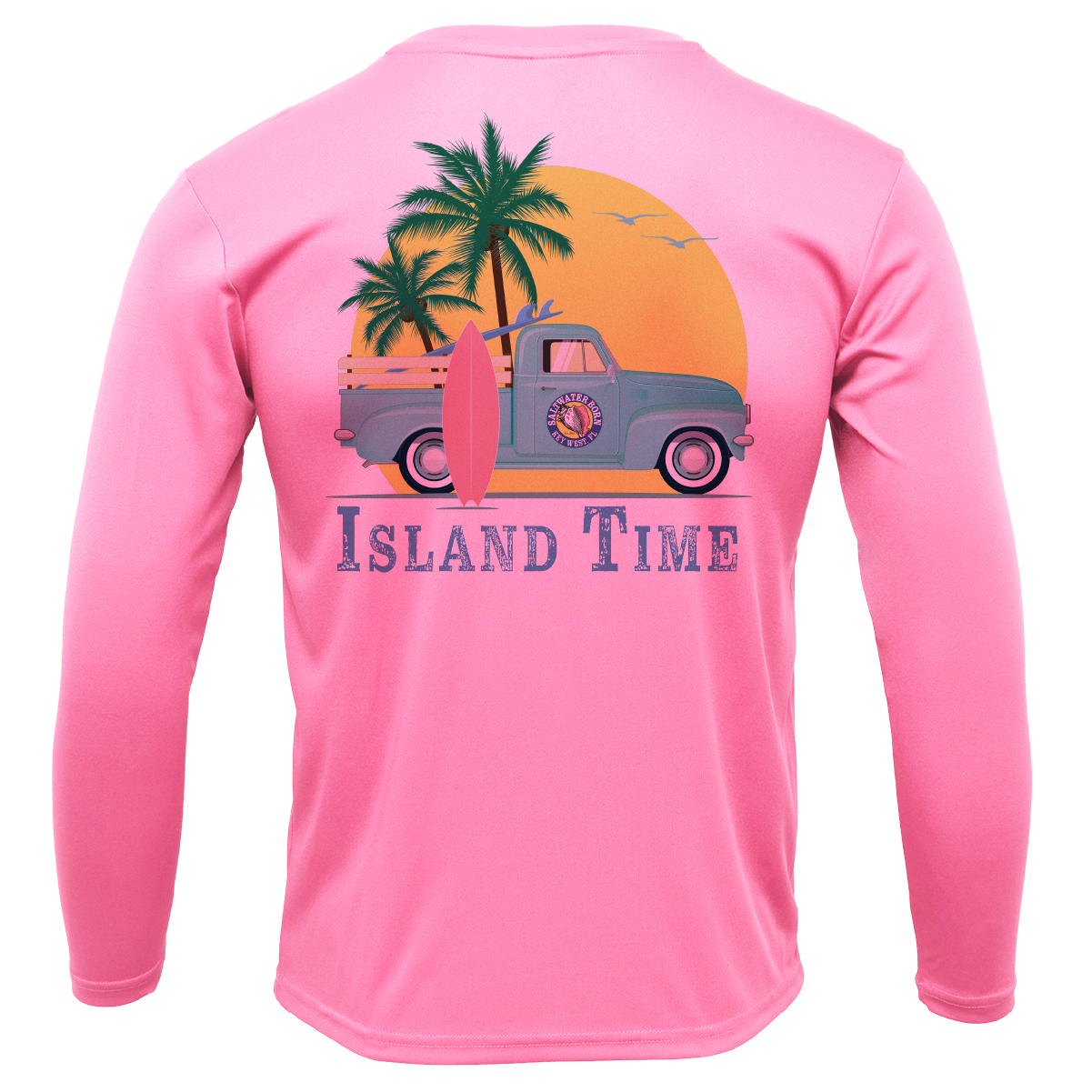 Saltwater Born Key West, FL Island Time Men's Long Sleeve UPF 50+ Dry-Fit Shirt