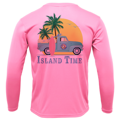 Saltwater Born Key West, FL Island Time Men's Long Sleeve UPF 50+ Dry-Fit Shirt