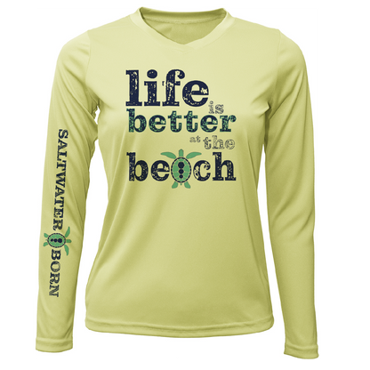 Saltwater Born "Life Is Better At The Beach" Turtle Long Sleeve UPF 50+ Dry-Fit Shirt