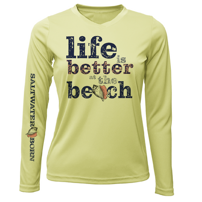 Saltwater Born "Life Is Better At The Beach" Conch Long Sleeve UPF 50+ Dry-Fit Shirt