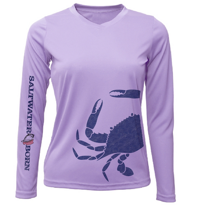 Saltwater Born Blue Crab Wrap Women's Long Sleeve UPF 50+ Dry-Fit Shirt