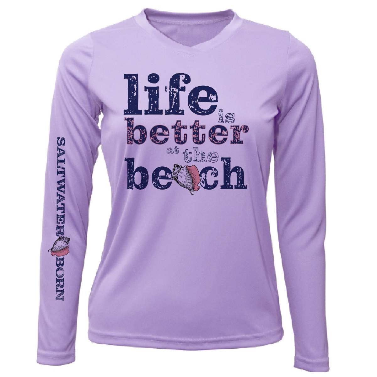 Saltwater Born "Life Is Better At The Beach" Conch Long Sleeve UPF 50+ Dry-Fit Shirt