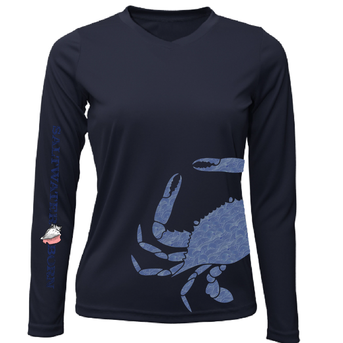 Saltwater Born Blue Crab Wrap Women's Long Sleeve UPF 50+ Dry-Fit Shirt