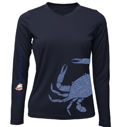 Saltwater Born Blue Crab Wrap Women's Long Sleeve UPF 50+ Dry-Fit Shirt