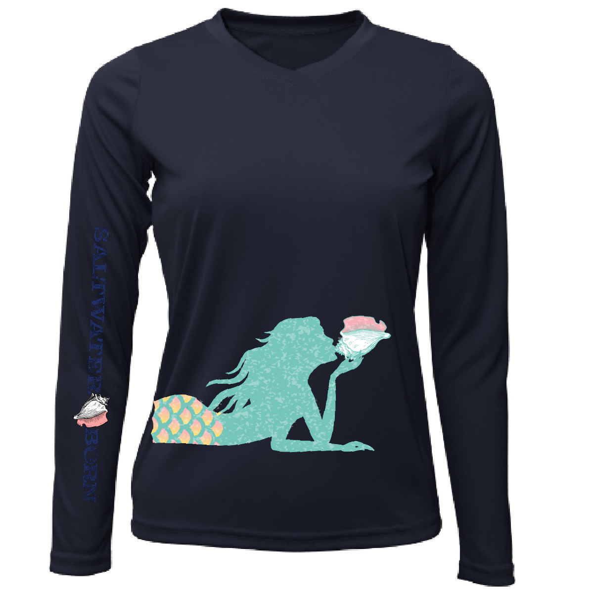 Saltwater Born Mermaid Wrap Long Sleeve UPF 50+ Dry-Fit Shirt