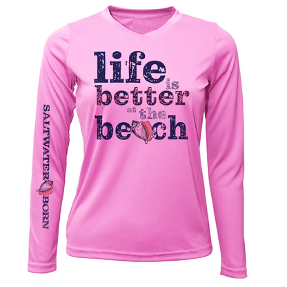 Saltwater Born "Life Is Better At The Beach" Conch Long Sleeve UPF 50+ Dry-Fit Shirt