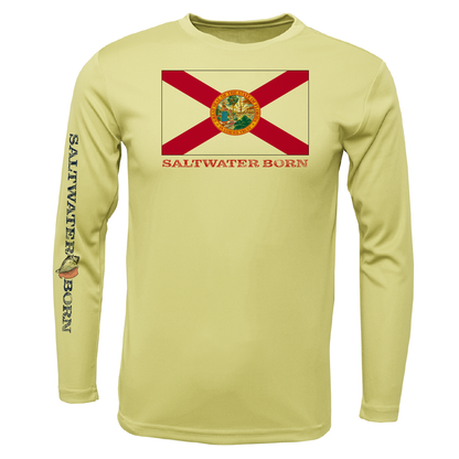 Saltwater Born Key West, FL Flag Boy's Long Sleeve UPF 50+ Dry-Fit Shirt