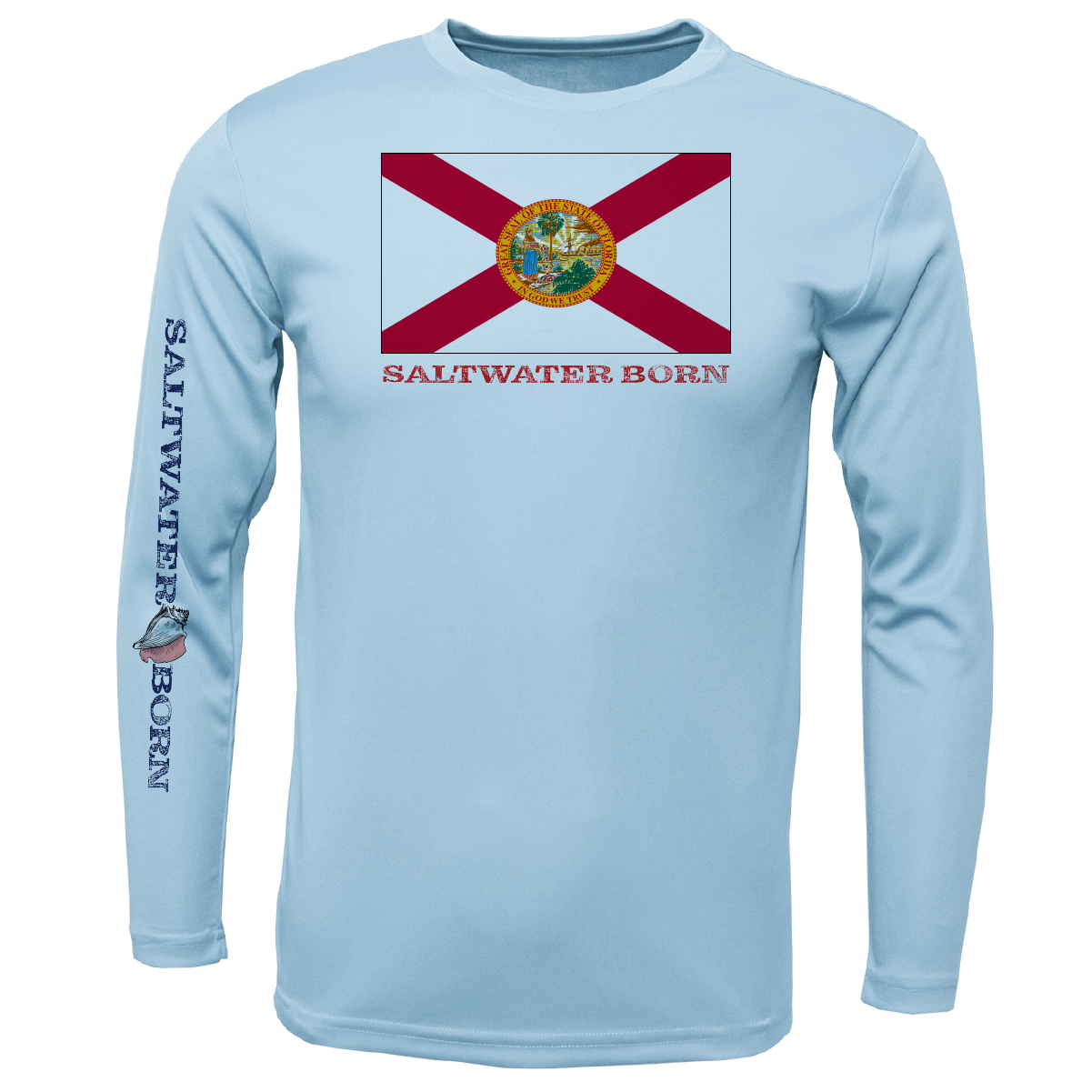 Saltwater Born Key West, FL Florida Flag Long Sleeve UPF 50+ Dry-Fit Shirt