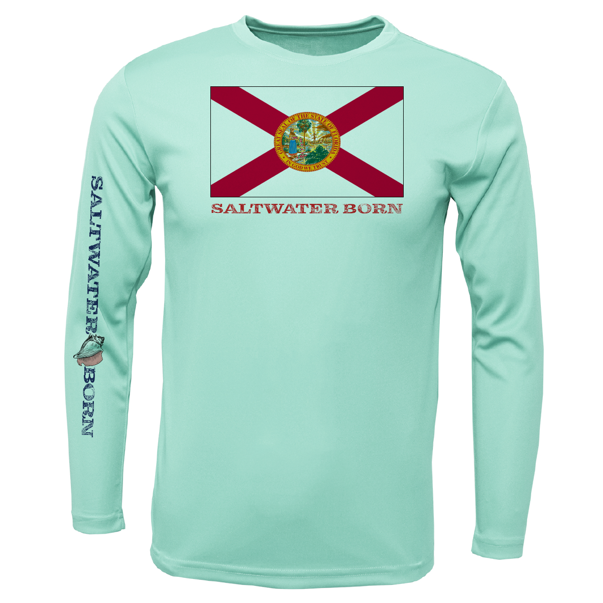 Saltwater Born Key West, FL Flag Boy's Long Sleeve UPF 50+ Dry-Fit Shirt