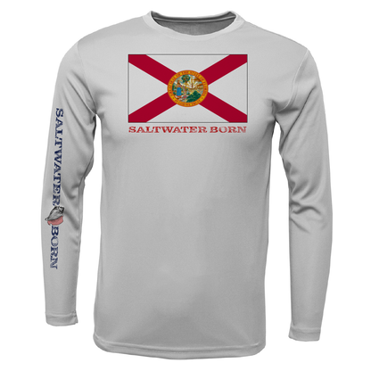Saltwater Born Key West, FL Florida Flag Long Sleeve UPF 50+ Dry-Fit Shirt