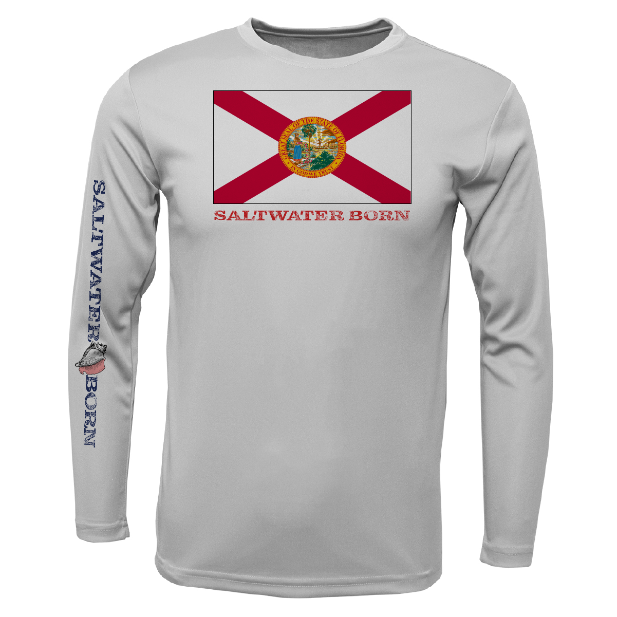 Saltwater Born Key West, FL Flag Boy's Long Sleeve UPF 50+ Dry-Fit Shirt