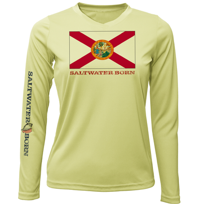 Saltwater Born Florida Flag Long Sleeve UPF 50+ Dry-Fit Shirt