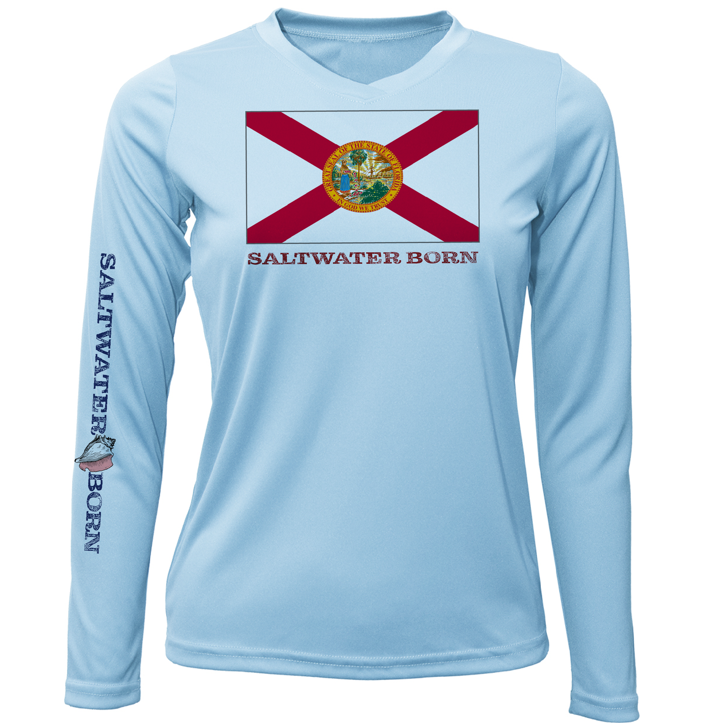 Saltwater Born Florida Flag Long Sleeve UPF 50+ Dry-Fit Shirt