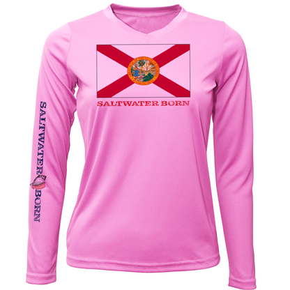 Saltwater Born Florida Flag Long Sleeve UPF 50+ Dry-Fit Shirt