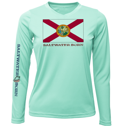 Saltwater Born Florida Flag Long Sleeve UPF 50+ Dry-Fit Shirt