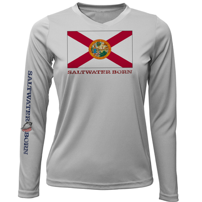 Saltwater Born Florida Flag Long Sleeve UPF 50+ Dry-Fit Shirt