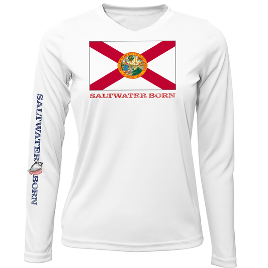 Saltwater Born Florida Flag Long Sleeve UPF 50+ Dry-Fit Shirt