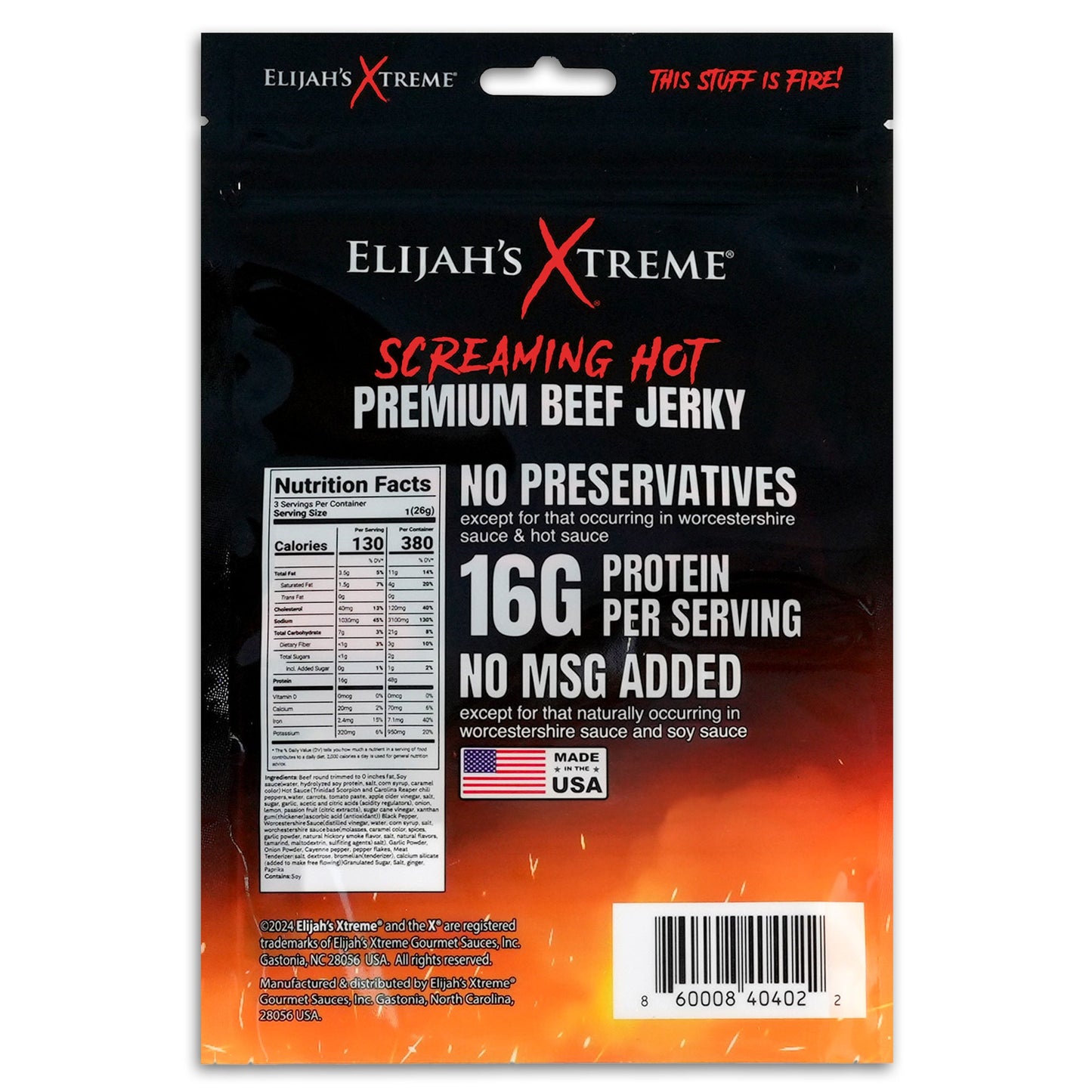 Elijah's Xtreme Regret Spicy Beef Jerky