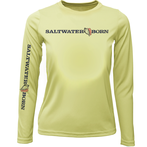 Saltwater Born Key West, FL Saltwater Born Linear Logo Girl's Long Sleeve UPF 50+ Dry-Fit Shirt