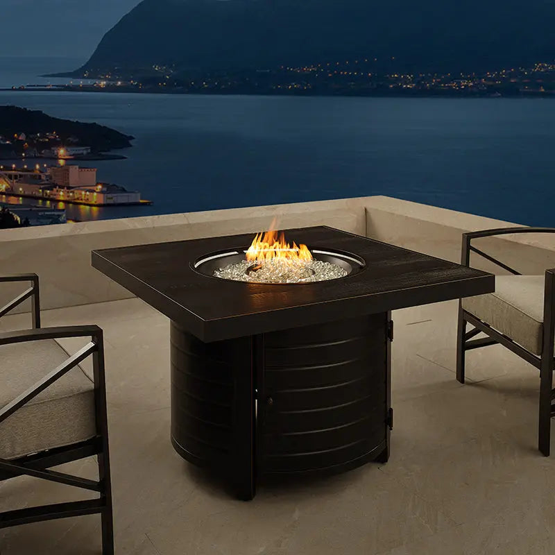 Balkene Home Yorke 40" Square Aluminum Convertible Gas Fire Pit Table