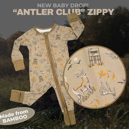 Bow Crew Apparel "Antler Club" Baby Zippy