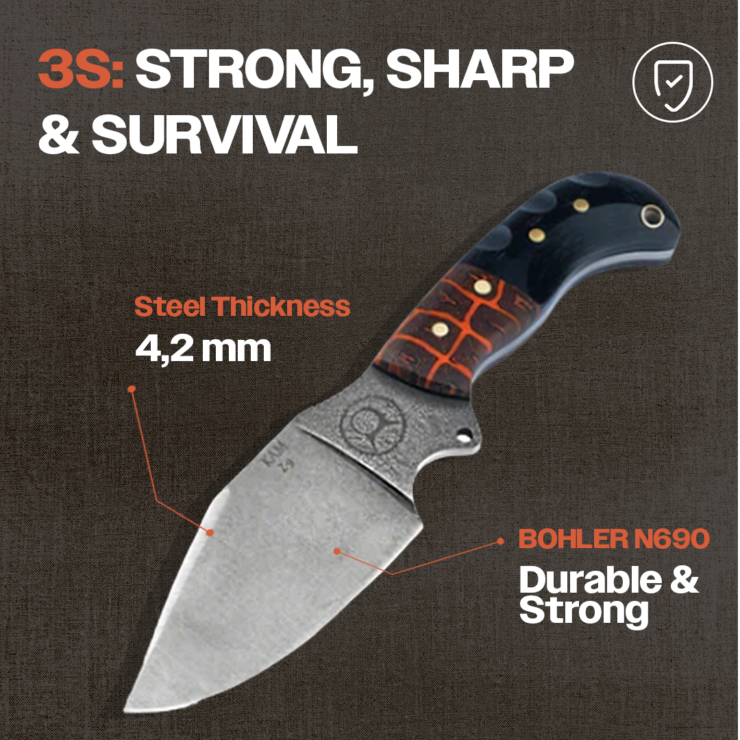 Kam Knife - Z9 - Orange G Micarta Black Handle - Fixed Blade