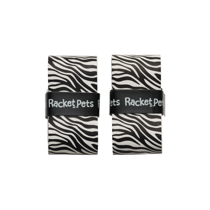 Racket Pets VALUE PACK - A Black and White Zebra Racket Pet Tennis Dampener and Overgrip Tape with a (Pack of 2) Replacement Overgrip Tape
