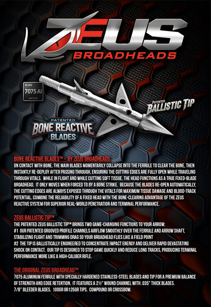 KILLZ ZEUS 100 GRAIN BROADHEADS (3 PACK)