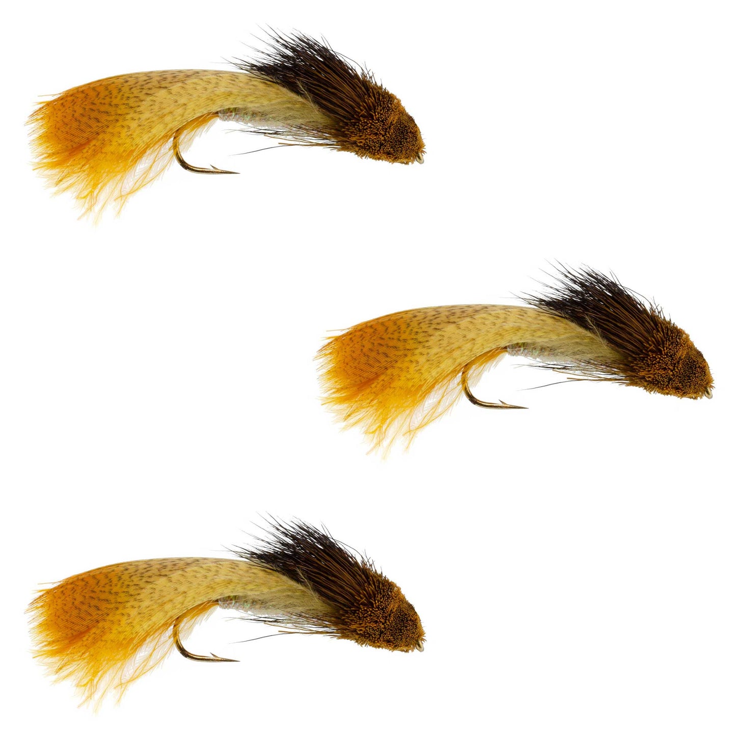 The Fly Fishing Place 3 Pack Galloup's Zoo Cougar Golden Brown Streamer Fly - Size 4
