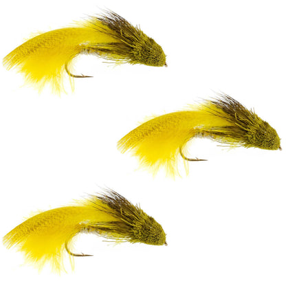 The Fly Fishing Place 3 Pack Galloup's Zoo Cougar Yellow Streamer Fly - Size 4