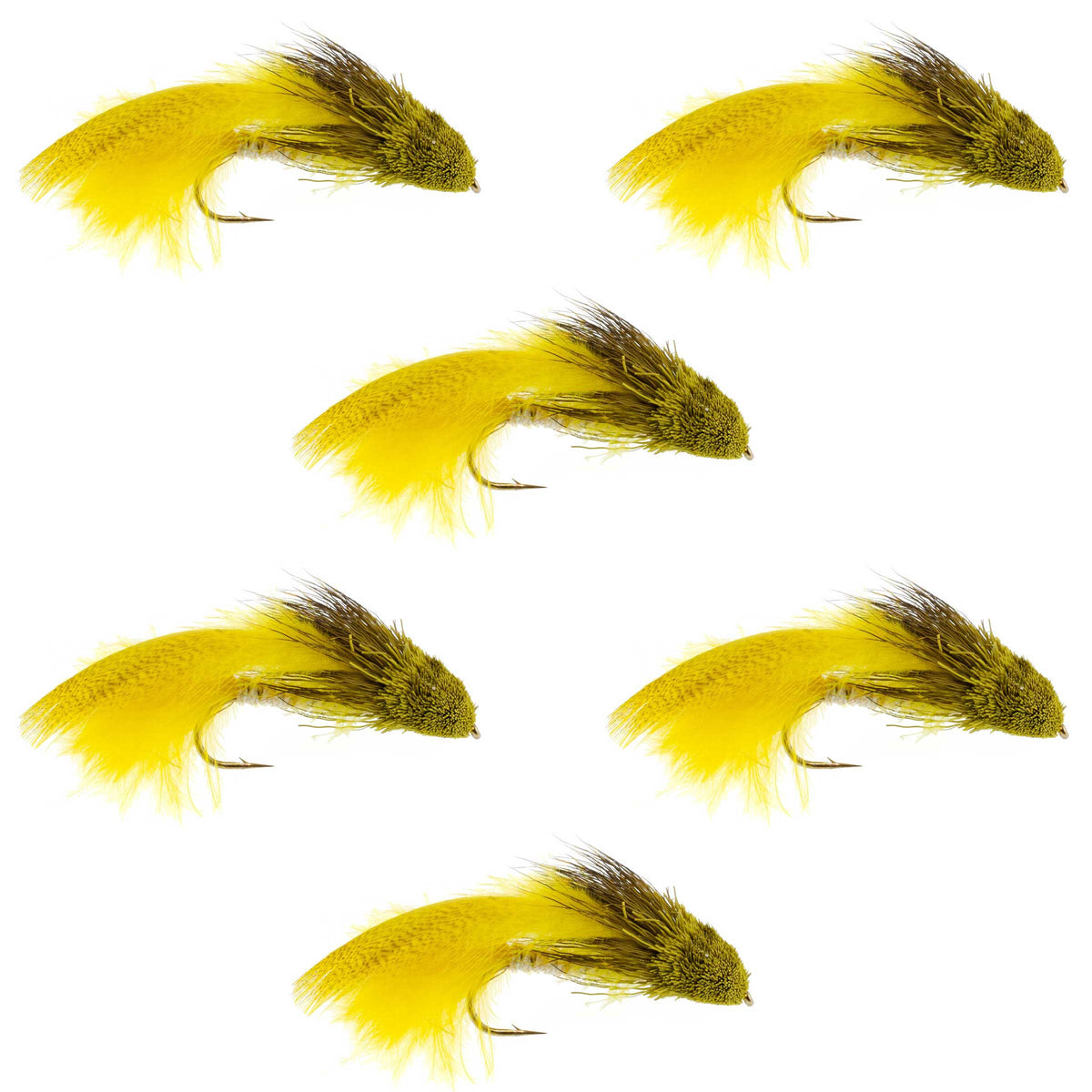 The Fly Fishing Place Galloup's Zoo Cougar Yellow Streamer Fly - 6 Flies Size 4