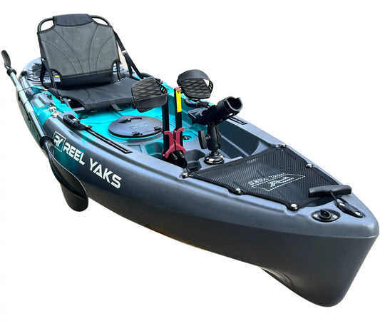 ReelYaks 9.5ft Raptor Modular Fin Drive Pedal Fishing Kayak | 380lbs Capacity | 2 Piece