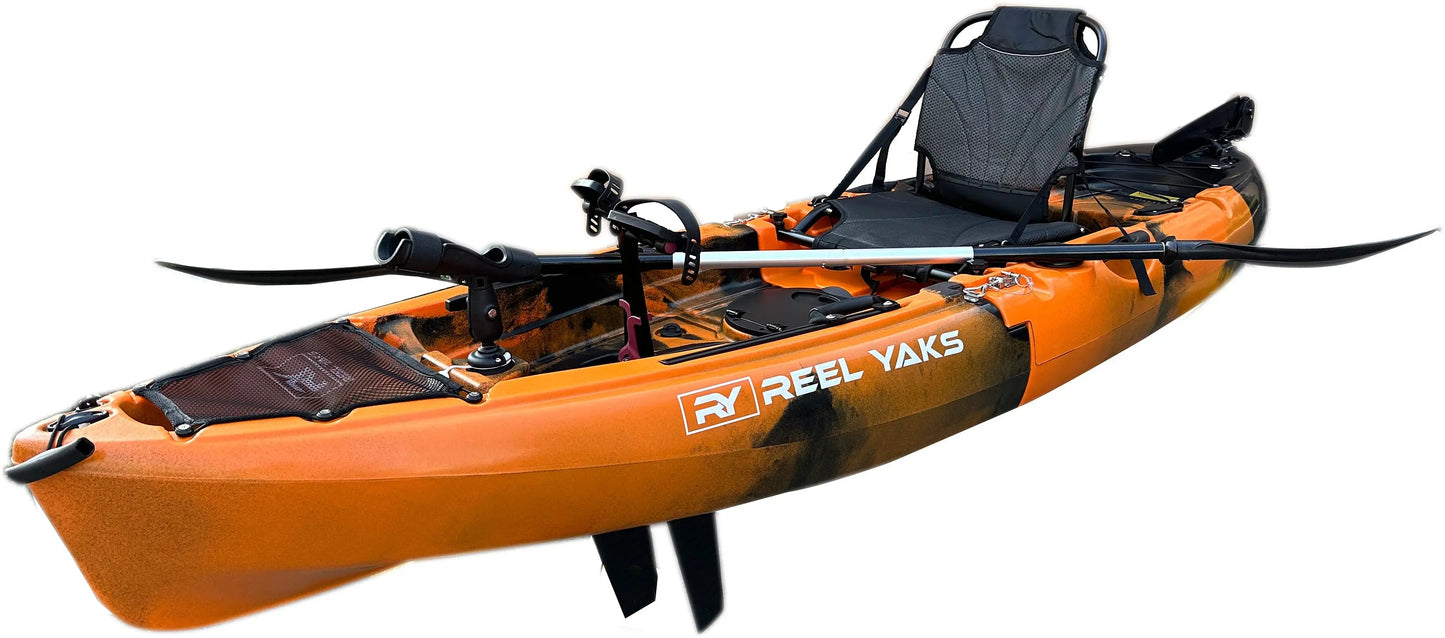 ReelYaks 9.5ft Raptor Modular Fin Drive Pedal Fishing Kayak | 380lbs Capacity | 2 Piece