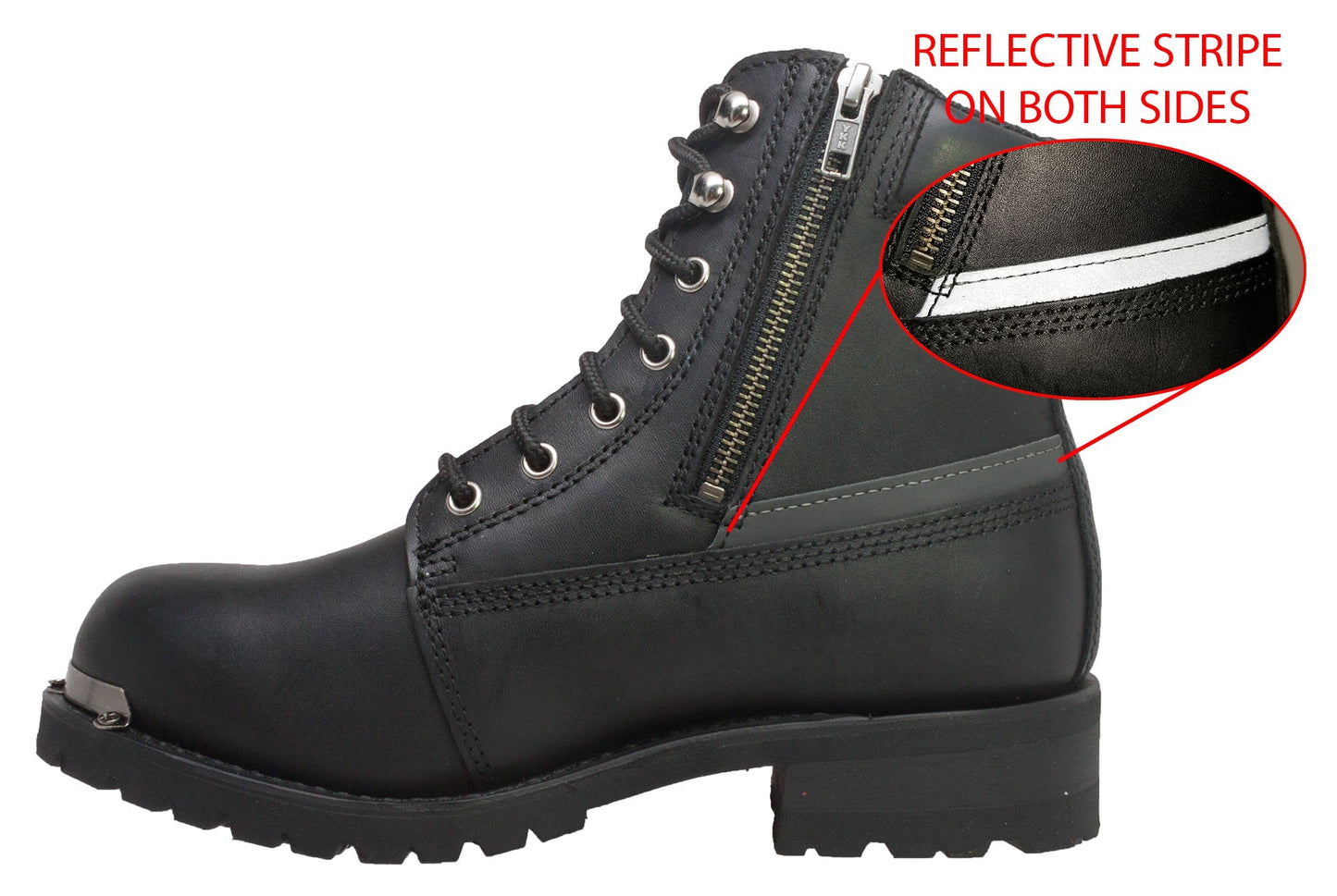 Adtec Womens 6' Reflective Double Zipper Biker Boot - 8787 - Angler's Pro Tackle & Outdoors