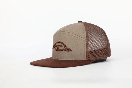 AF Waterfowl 3D Puff Logo 7 Panel Trucker Khaki - Rust Brown - Angler's Pro Tackle & Outdoors