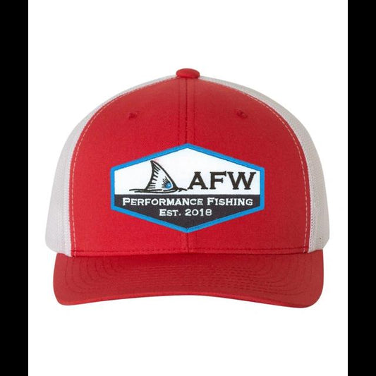 AF Waterfowl Fishing Patch Hat - Red - White Snapback Trucker - Angler's Pro Tackle & Outdoors